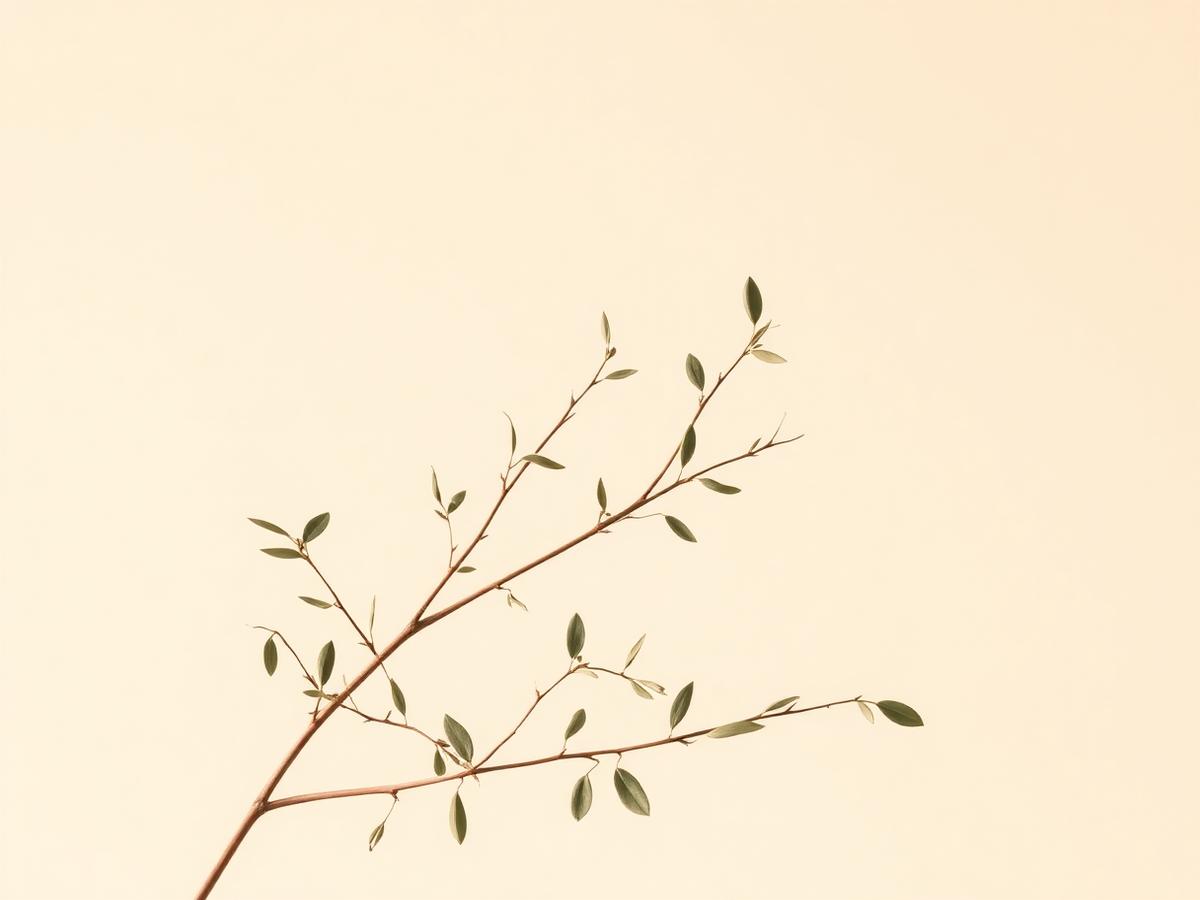 Delicate willow branches against a warm cream background